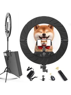 18" LED Ring Light Kit with 55W Power, Adjustable Stand & 5600K Brightness